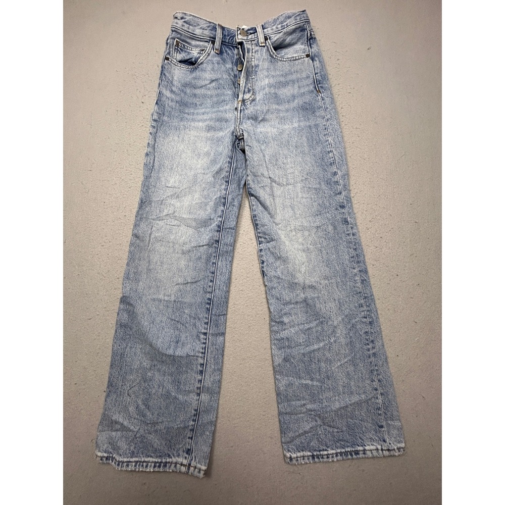 Denim Forum The Farrah High Rise Wide Leg Denim Light Wash W24 Womens